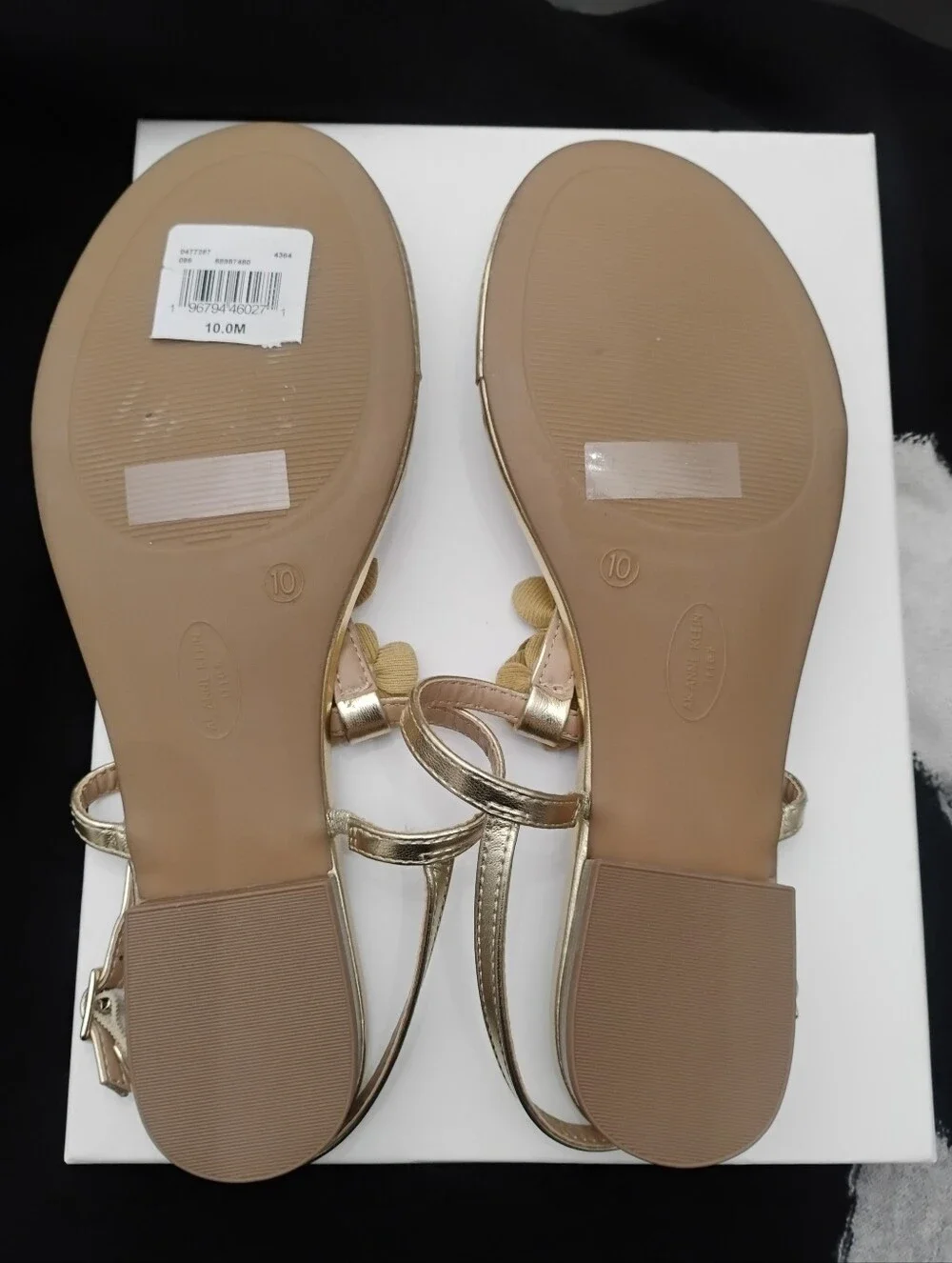 Anne Klein Flavia Iflex Metallic Gold Floral Embellished Thong Sandals Sz 10 NEW